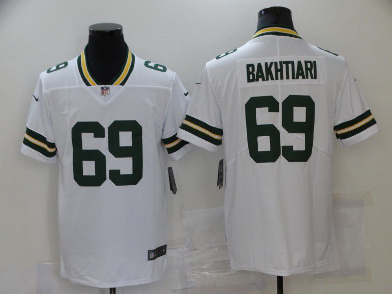 Men Green Bay Packers 69 Bakhtiari White Vapor Untouchable Limited Player 2021 Nike NFL Jersey